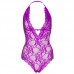 Leg Avenue Lace Deep V Halter Teddy Purple UK 16 to 18