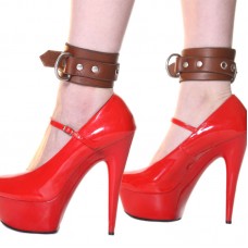 House Of Eros Brown Leather Ankle Cuffs
