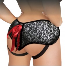 SportSheets Plus Size Grey and Black Lace Corsette Strap On