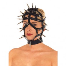 Leather Spiked Face Mask With Open Straps
